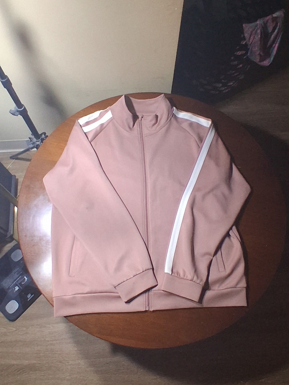 Men's Mauve Lightweight Zip-Front Track Jacket with White Stripe